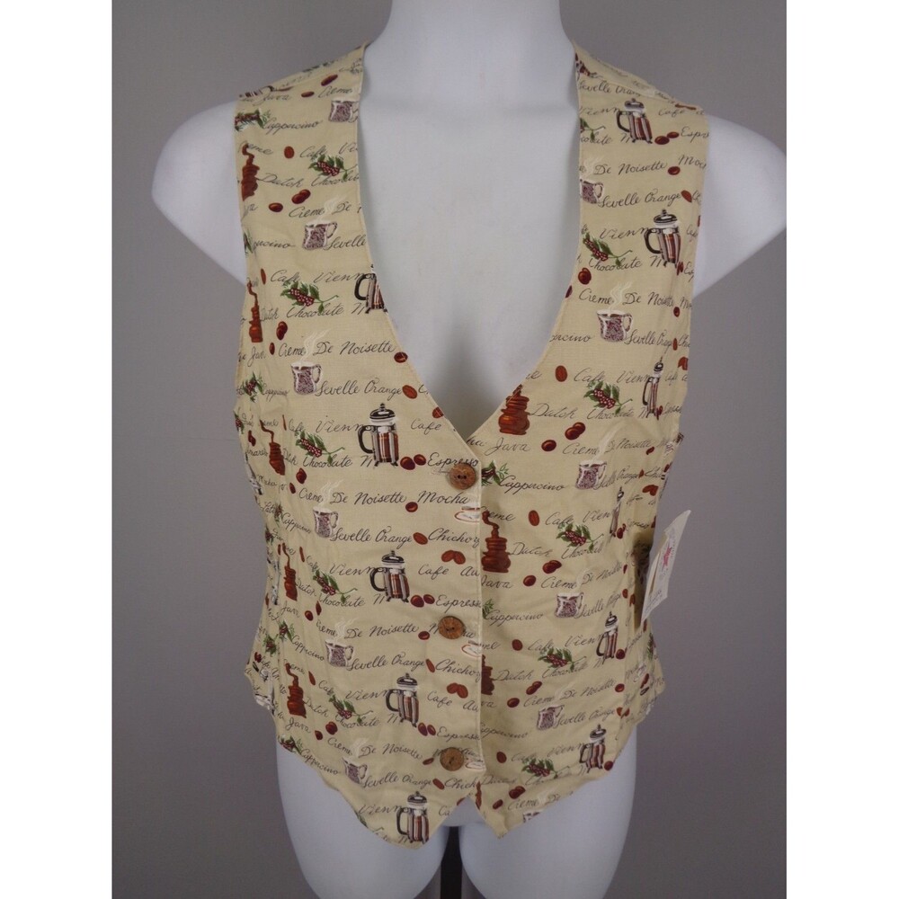 Linda Tilson Sarasota Vest Medium Cafe Latte Mocha Java Espresso Vintage 90's